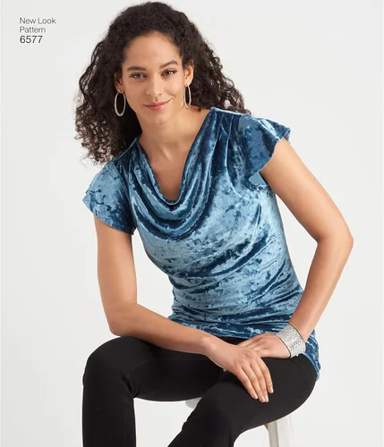 Vista 3 de NEW LOOK Patrón de costura 6577 - Tops de punto para señoritas, A (6-8-10-12-14-16-18)