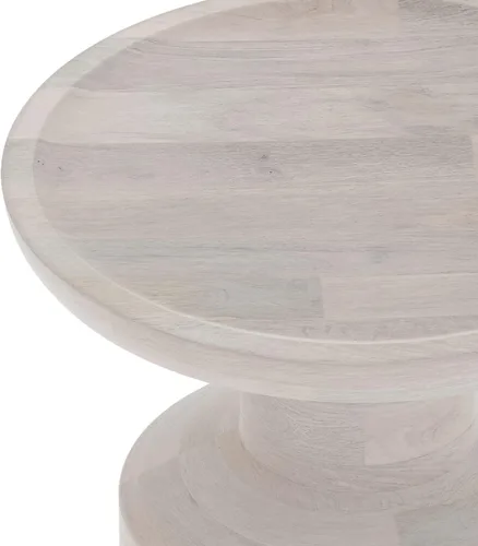 Vista 7 de SIMPLIHOME Haynes - Mesa auxiliar redonda de madera maciza de mango de 16 pulgadas de ancho con base de pedestal escultural en blanco lavado, mesita