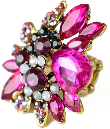 Vista 3 de NYFASHION101 Anillo elástico de moda para mujer con piedra marqués de vid