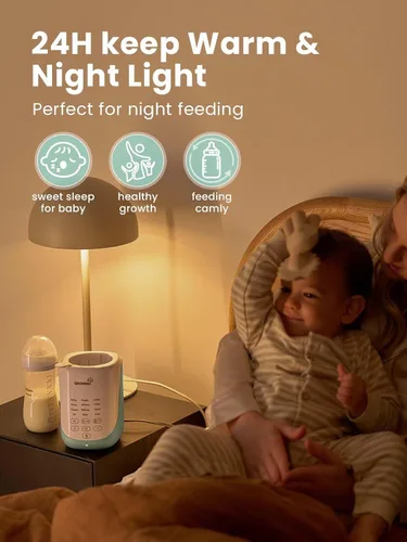 Vista 4 de Grownsy Nutri - Calentador de biberones con innovadora función de elevación automática, calentador de biberones rápido 10 en 1 con luz nocturna