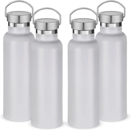 Vista 32 de Neihepal Paquete de 4 botellas de agua aisladas de 20 onzas, botella deportiva de doble pared de acero inoxidable con tapa de asa, termo