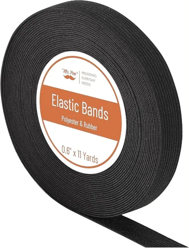 Mr. Pen - Banda elástica para costura, 0.6 pulgadas, 11 yardas, bandas elásticas de costura de alta elasticidad para cinturas, pantalones, ropa y