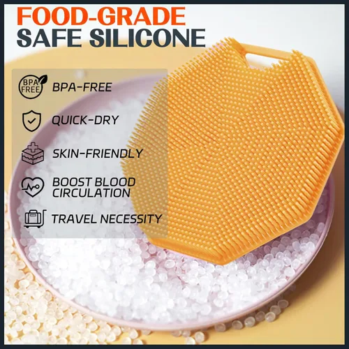 Vista 3 de MIELIKKI Exfoliante corporal de silicona, limpiador corporal multifuncional, limpiador de ducha suave, cepillo de limpieza facial de silicona