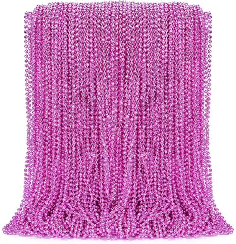 Vista 15 de 100 PCS Cuentas de Mardi Gras, Regalos de Fiesta de Cuentas de Mardi Gras, Collares de Juguete de Cuentas Moradas de 33", Disfraz a Granel