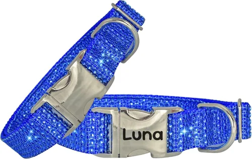 Vista 18 de Collar de perro con diamantes de imitación, hebilla grabada y opciones de correa, collares de perro brillantes a la moda, joyas brillantes