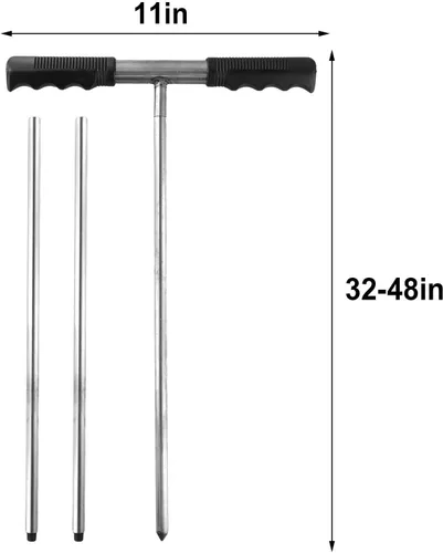 Vista 2 de Stainless Steel Soil Probe Rod 32-48 Inch Adjustable Length With Comfortable Handle For Locating Septic Tanks And Underground Pipes