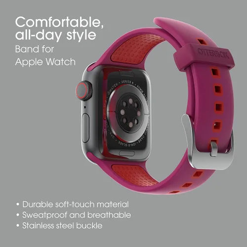Vista 6 de OtterBox Correa para todo el día para Apple Watch de 1.496 in/1.575 in/1.614 in - Pulse Check (rosa baya/rojo)