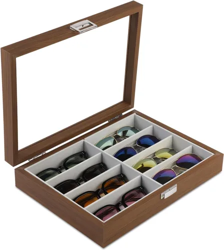 Caja organizadora de gafas de sol de madera, caja de gafas de exhibición de gafas, caja de almacenamiento de gafas de sol titular regalos