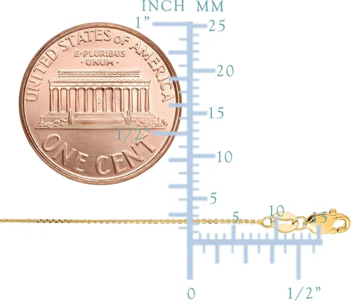 Vista 2 de Jewelry Affairs Collar de cadena de eslabones de cable de oro amarillo de 14 quilates, 0.031 in