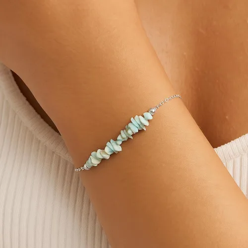 Vista 25 de TGH Pulsera de barra de chips naturales, cristal curativo, pulsera de cuentas crudas chapada en plata, cadena ajustable de 7 + 1 pulgada, regalo