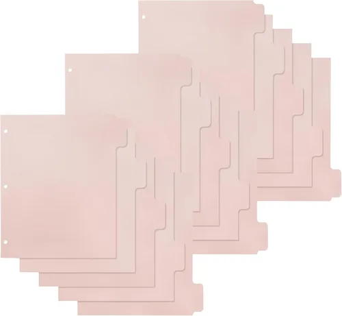 Buqoo Juego de separadores de plástico de 3 anillas, separadores de 5 pestañas, separadores de hojas, separadores de páginas, separadores de índice