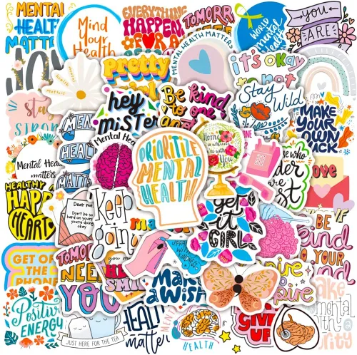 Vista 7 de Calcomanías estéticas de salud mental para álbum de recortes, 50 calcomanías de concientización sobre la salud mental, calcomanías de vinilo