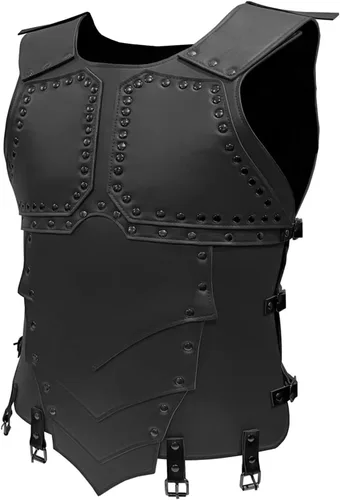 Vista 2 de Armadura de pecho de cuero medieval de guerrero retro para LARP Cosplay Halloween
