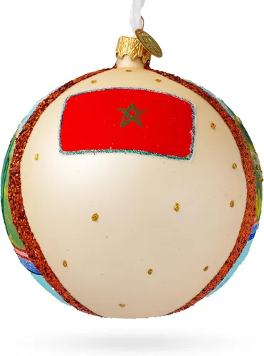 Vista 2 de Jardin Majorelle, Marrakech, Marruecos, bola de cristal, adorno de Navidad de 4 pulgadas