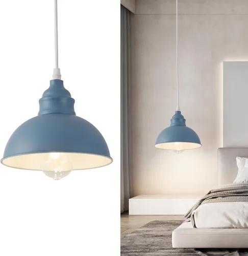 Vista 16 de Lámpara colgante enchufable, luces colgantes de 15 pies, interruptor de encendido/apagado, lámpara colgante industrial con cable de enchufe