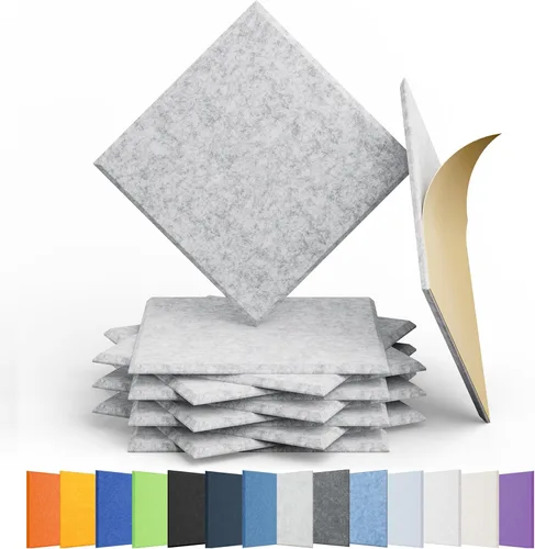 Vista 16 de Amantech - Paquete de 12 paneles acústicos autoadhesivos de espuma acústica a prueba de sonido, alta densidad, hexagonales, 12 x 10.23 x 0.4 Beige