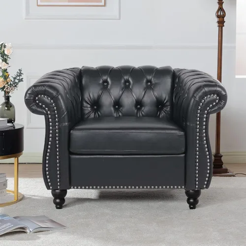 Vista 16 de LEVNARY Sofá de Cuero, Sofá Chesterfield Tapizado Capitoné de 2 Plazas, Sofá Biplaza Moderno, Muebles Clásicos para Sala de Estar y Dormitorio