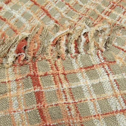 Vista 4 de Manta de punto de felpilla multicolor, suave, acogedora, esponjosa, reversible, bohemia a cuadros con borlas para sofá, silla, cama, sala de estar