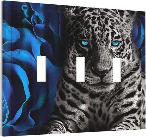 Vista 100 de Bear Moose Lodge Woodland - Placa de interruptor de luz dúplex individual de 1 banda, cubierta de salida decorativa de pared, placa frontal