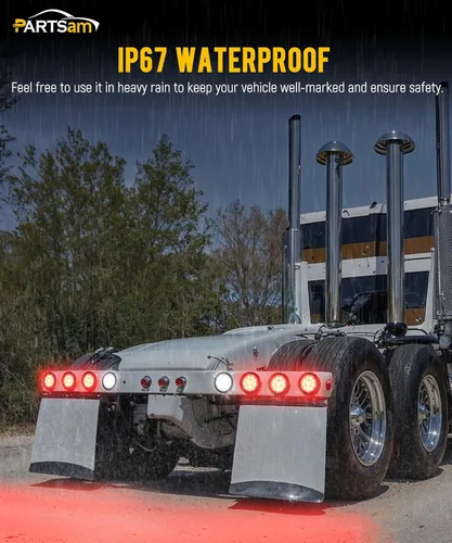 Vista 7 de Partsam Juego de 6 luces traseras LED redondas de 4 pulgadas para remolque, luces antiniebla de marcha atrás, 12 luces LED que incluyen luces