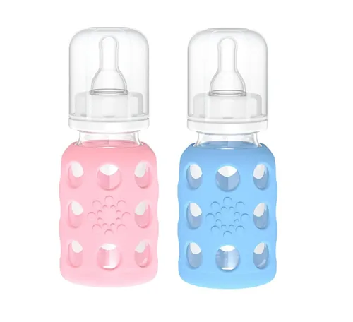 Vista 22 de Lifefactory Biberón de vidrio sin BPA Funda protectora de silicona Paquete de 2 de 4 onzas Manta