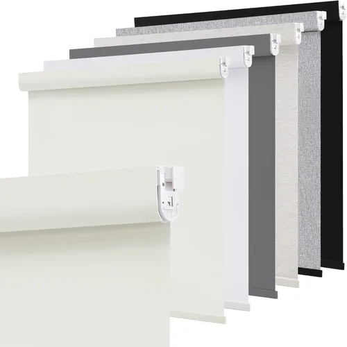 Vista 18 de SUNOFF Persianas Enrollables Opacas Inalámbricas para Ventanas de Parada Libre, Bajar Oscurecimiento de Habitación con Cenefa, Persianas de Tela