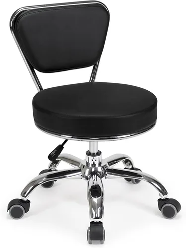 MAYAKOBA Dayton Asiento Rodante de Garaje (Negro) Neumático, Taburete Corto con Altura Ajustable 33-38 cm, Perfecto para Tareas de Garaje, Limpieza