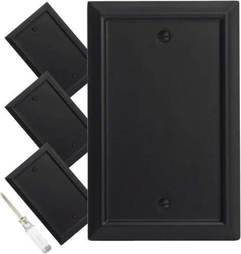 Placa de pared, cubiertas de toma de corriente dúplex, cubierta de interruptor de luz negro mate - Placa de cubierta de toma de corriente eléctrica
