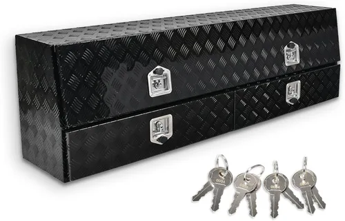 Vista 20 de Caja de herramientas de aluminio plateado de 24 pulgadas, caja de herramientas de 5 barras para camión, automóvil, remolque, al aire libre, recogida