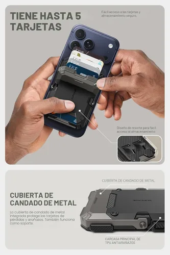 Vista 4 de SUPCASE para cartera MagSafe con soporte, cartera magnética para hombres, [contiene 5 tarjetas] [soporte ajustable] [bloqueo RFID] soporte para Negro