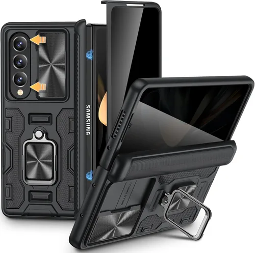 Vista 9 de VEGO Funda para Galaxy Z Fold 4 con Cubierta de Cámara Deslizante y Protección de Bisagra Funda con Protector de Pantalla Soporte Magnético de 360°