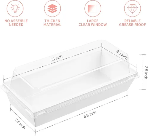 Vista 10 de Ocmoiy Cajas de charcutería con tapas transparentes, paquete de 50 cajas de panadería de papel kraft, cajas de galletas, cajas pequeñas para dulces
