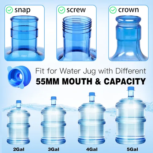 Vista 3 de U-Goforst [Paquete de 4] tapas para jarra de agua de 3 y 5 galones, tapas de repuesto reutilizables de silicona de 2.165 in para tapas