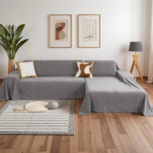 Vista 9 de MYSKY HOME Funda de Sofá Seccional para Perros, 2 Piezas Fundas de Sofá para Sofá en Forma de L, Funda de Sofá Lavable, Protector de Muebles Funda