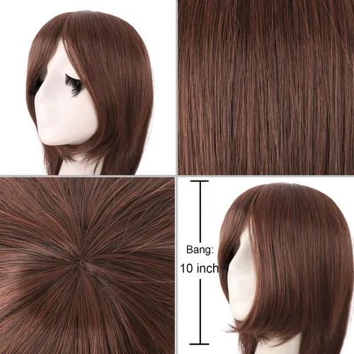 Vista 33 de MapofBeauty - Peluca para anime de 40 pulgadas de largo y lisa, con flequillo oblicuo, para fiesta de cosplay (rubio)