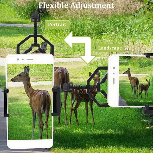Vista 2 de Adaptador universal para teléfono celular, compatible con telescopio monocular binocular y microscopio para moto, etc. Registra la naturaleza