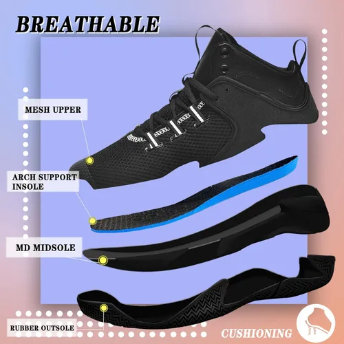 Vista 3 de Zapatos de baloncesto para hombre, transpirables, antideslizantes, para correr