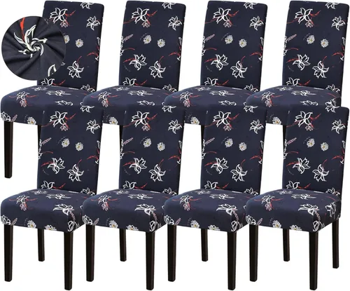 Vista 103 de Sufdari Juego de 2 fundas para sillas de comedor, fundas para sillas de cocina, fundas para sillas Parsons, protectores de sillas de elastano