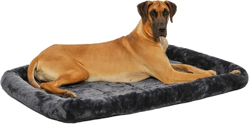 Vista 5 de Cama para mascotas con una almohada cilíndrica cómoda en el borde, lavable y secable a máquina; cama de fácil mantenimiento para criar y poner a tu