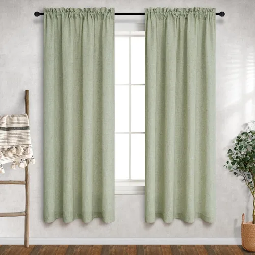 Vista 17 de Mrs.Naturall Cortinas azul marino de 90 pulgadas de largo para sala de estar, juego de 2 paneles con bolsillo para barra, cortinas reductoras