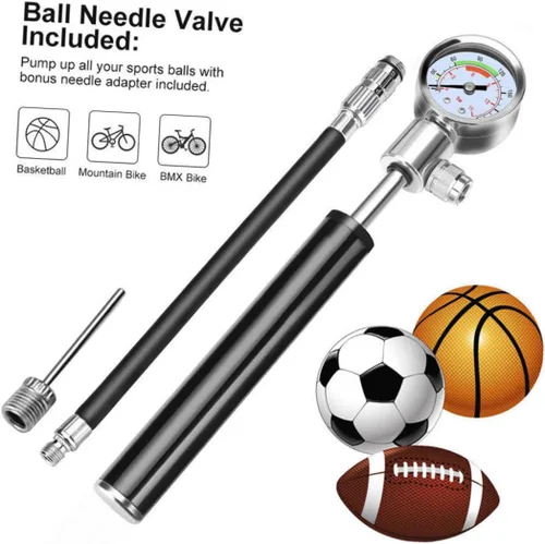 Vista 4 de Outanaya Bomba de bicicleta portátil de alta presión con manómetro para válvulas francesas de EE. UU., Compacta, ligera, infladora de neumáticos
