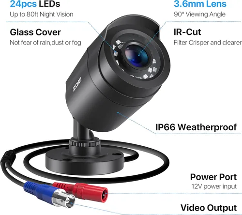 Vista 3 de ZOSI 8 Pack 1080P Security Cameras 2MP Waterproof Outdoor Indoor 80ft Day Night CCTV Bullet Dome Surveillance Cameras Compatible with