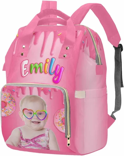 Vista 29 de M YESCUSTOM Bolsa de pañales personalizada con nombre para mamá, mujer, esposa, mochila personalizada, 0620-01, Mochilas Daypack