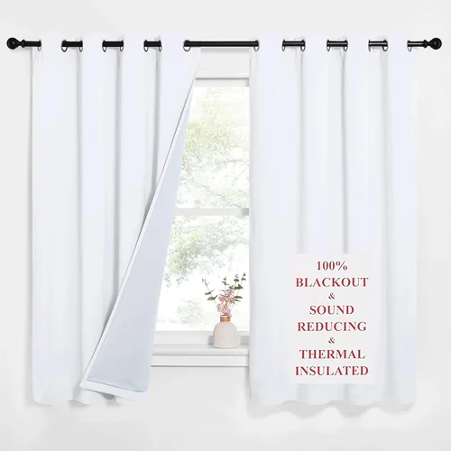 Vista 48 de NICETOWN Cortinas opacas para ventanas de sombreado completo, súper resistentes, con forro absorbente de ruido, para dormitorio, tratamiento