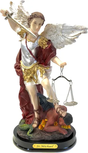 Figura de estatua de Arcángel Miguel San Miguel, figura religiosa de San Ángel (12 pulgadas)