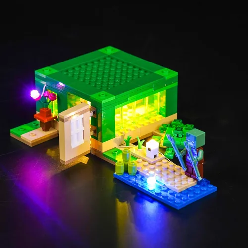 Vista 2 de VONADO Kit de luces LED compatible con Lego Minecraft La casa en la playa de las tortugas 21254 (solo luces, sin modelos) Juego de luces creativas