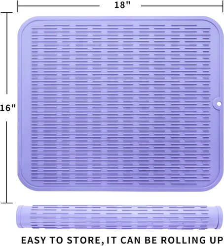 Vista 266 de MicoYang Alfombrilla de Silicona para Secar Platos de Múltiples Usos, Fácil de Limpiar, Ecológica, Alfombrilla de Silicona Resistente al Calor