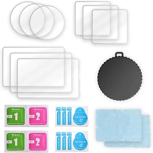 Vista 8 de FiTSTILL Protector de pantalla de vidrio templado con tapa de lente de silicona para DJI Osmo Action 4, dureza Ultra HD 9H, resistente a