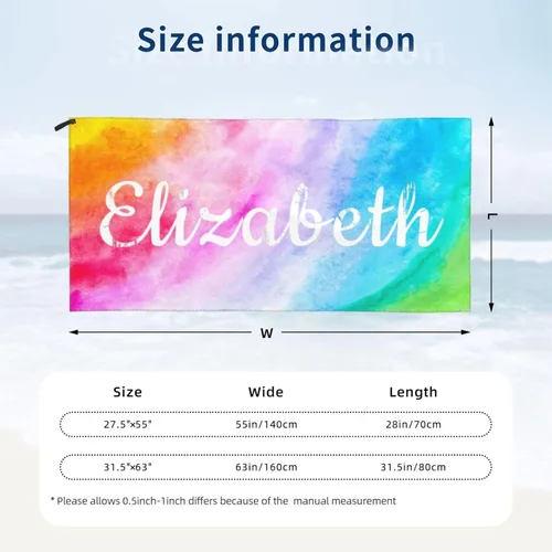 Vista 7 de Toalla de playa personalizada, toalla de playa de microfibra con nombre, toalla de playa sin arena, toalla de campamento de secado rápido, toallas