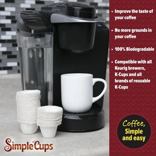 Vista 2 de Filtros desechables para uso en cafeteras Keurig® (paquete de 50) - Tazas simples - Usa tu propio café